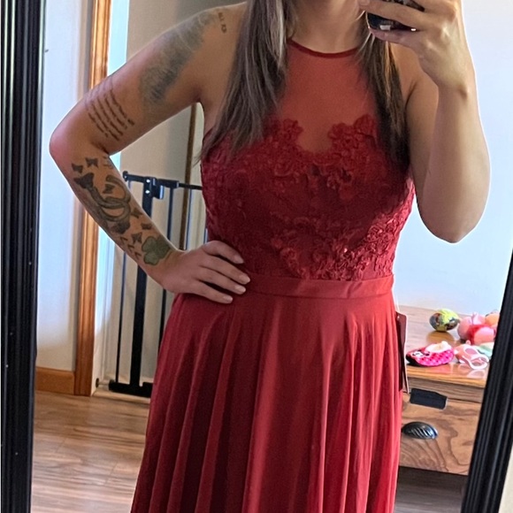 Azazie Kinsey Bridesmaids dress in Rust - Picture 4 of 5